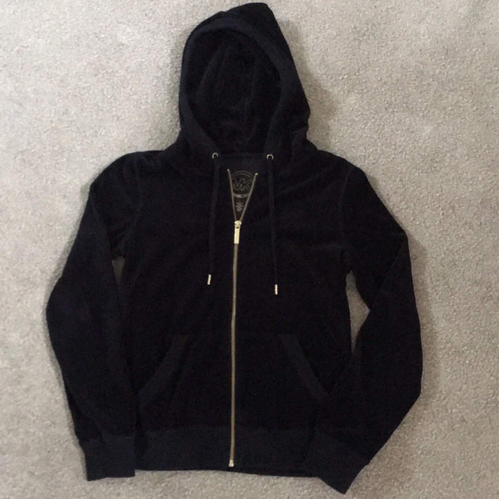 Michael KORS Black Velour Hooded Jacket